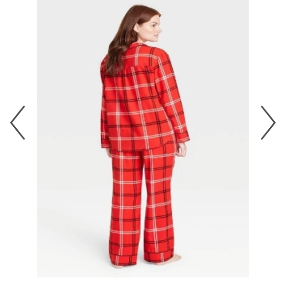 Wondershop Women's Notch Collar Plaid Flannel 2pc Pajama Set - Picture 2 of 15
